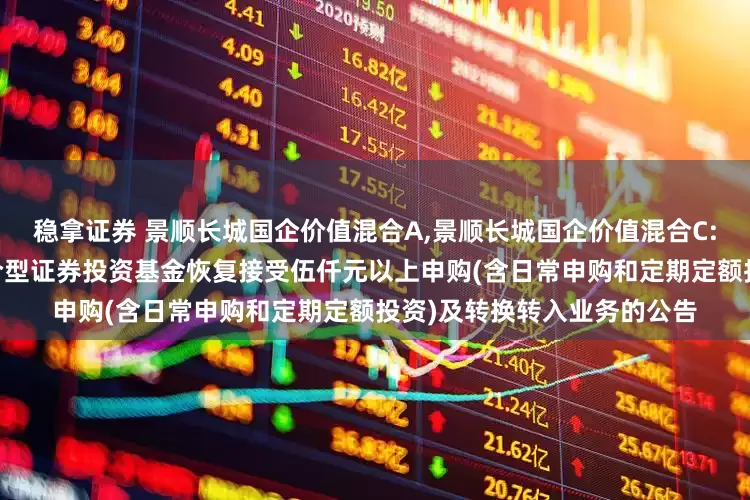 稳拿证券 景顺长城国企价值混合A,景顺长城国企价值混合C: 关于景顺长城国企价值混合型证券投资基金恢复接受伍仟元以上申购(含日常申购和定期定额投资)及转换转入业务的公告